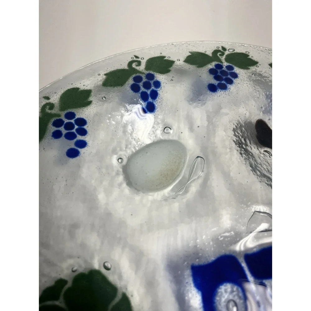 Peggy Karr Passover Seder Plate Fused Art Glass Grapes Judaica‎ Holiday